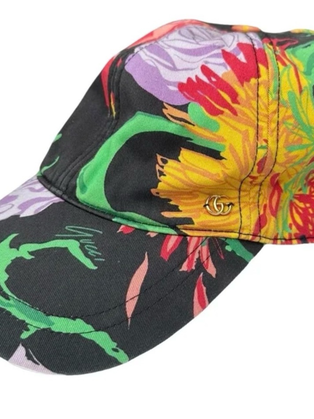 Gucci Hat Ken Scott Floral Theme GG Marmont Logo Black . Like New - Picture 14 of 14
